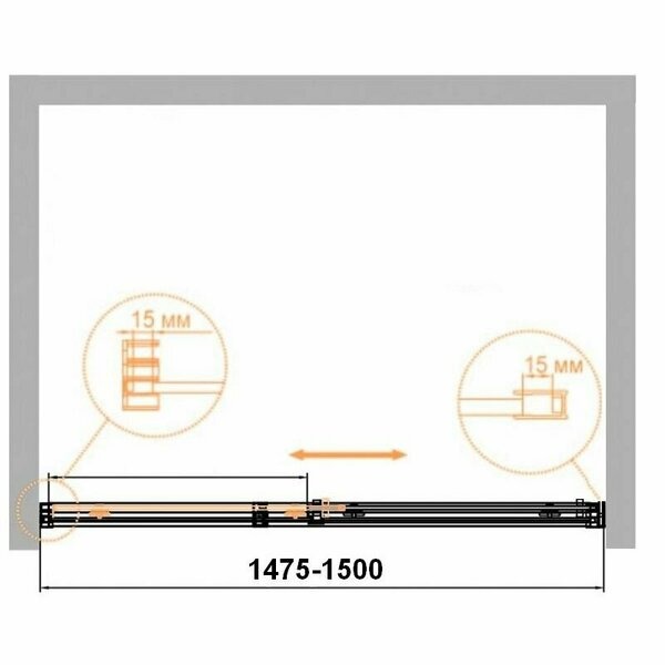 Душевая дверь (150х195) CEZARES DUET SOFT-M DUET SOFT-M-BF-1-150-C-Cr